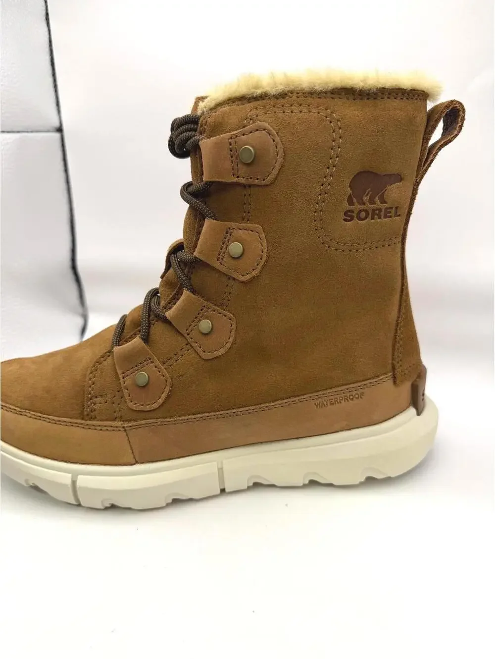 Sorel Waterproof Explorer Joan II 6.5 Brown Suede Winter Boots Shearling Lining